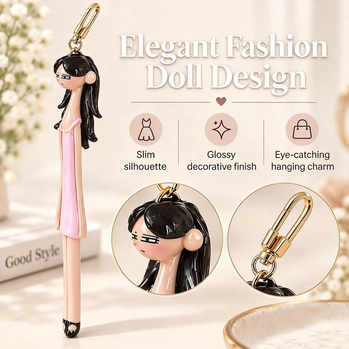 👗 Cute Fashion Girl Doll Bag Charm Keychain