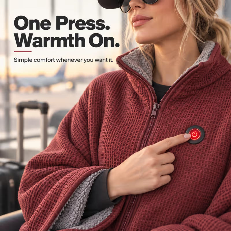 ♨️ 8-Zone Wearable Heated Blanket ❄️ – Cozy Shawl with 3 Heat Levels & USB Power
