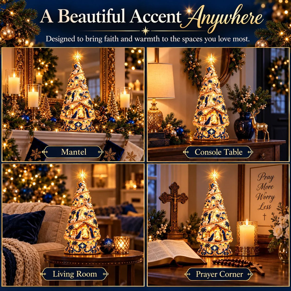 ✨✝️ Bethlehem Nativity Light-Up Christmas Tree – Jesus Shadow Projection Holiday Decor