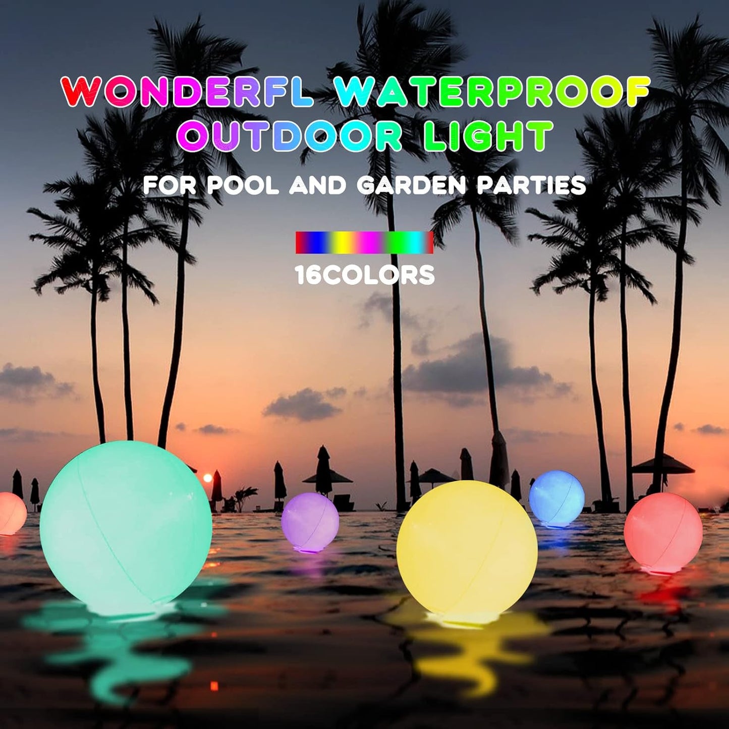 led light 16 colors glowing beach balls