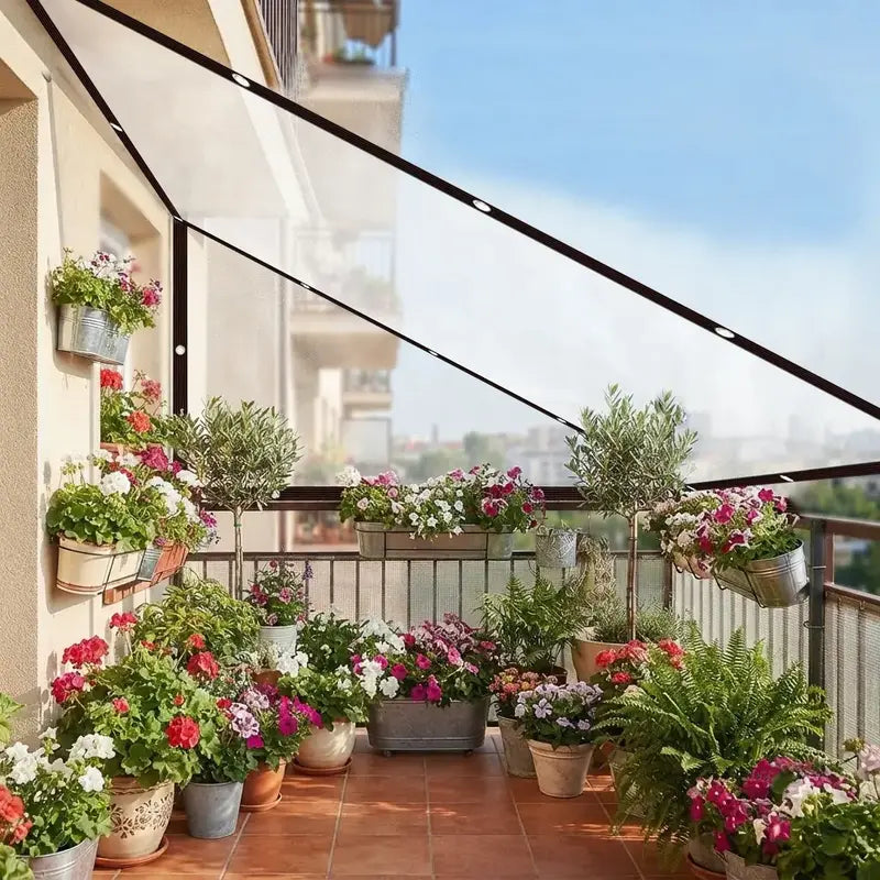 ☔ 7 × 10 FT Transparent PE Tarpaulin | Grommeted Outdoor Cover