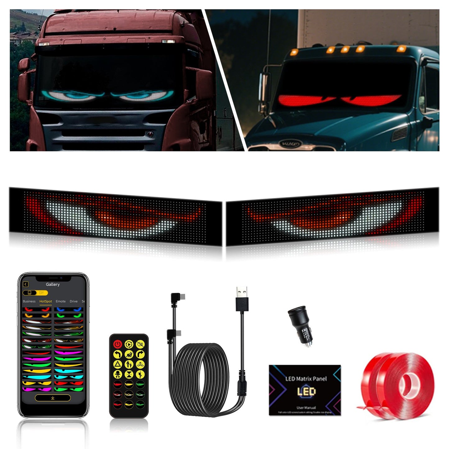 Halloween Spooktacular Deal Alert! 🎃 Devil Eyes LED Sign: App - Controlled, Animated for Car/Truck Windshields