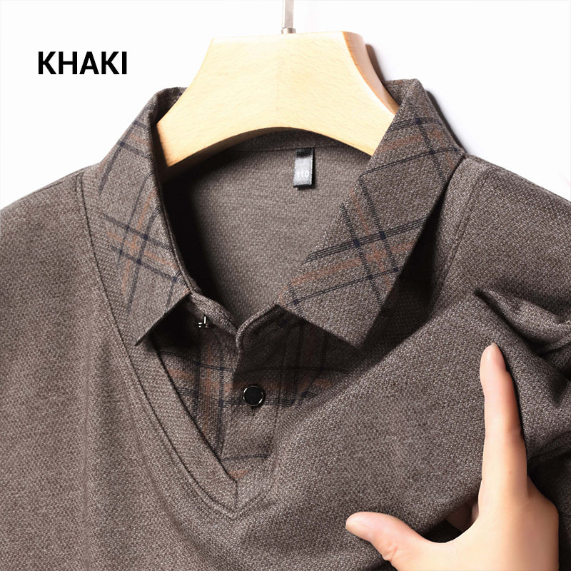 Men's Faux Two Piece Lapel Long-Sleeve Tops - Buy two and get free shipping!