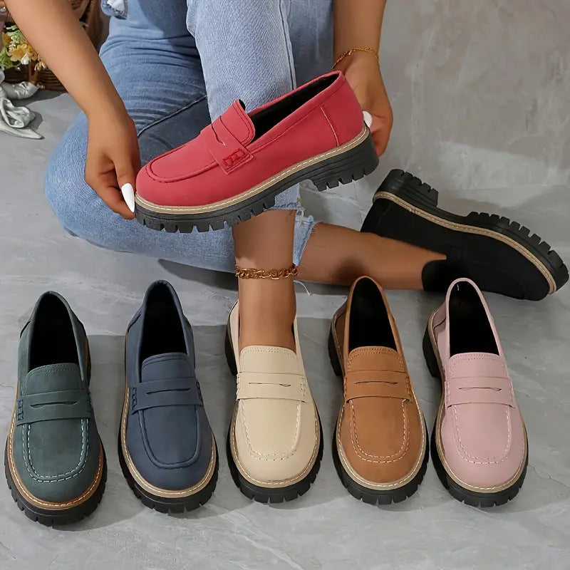 Women's platform comfortable slip-on loafers