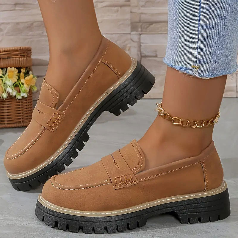 Women's platform comfortable slip-on loafers