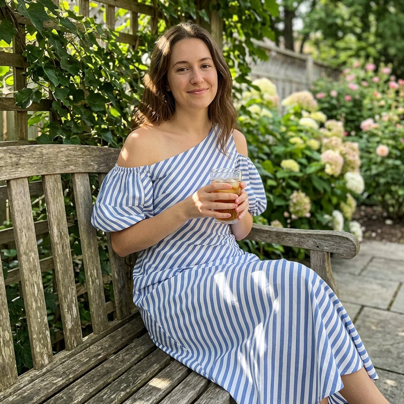 👗 LIMITED-TIME 49% OFF! ✨ Women's Striped Off Shoulder Dress – Elegant, Flowy, Summer Chic 🌊