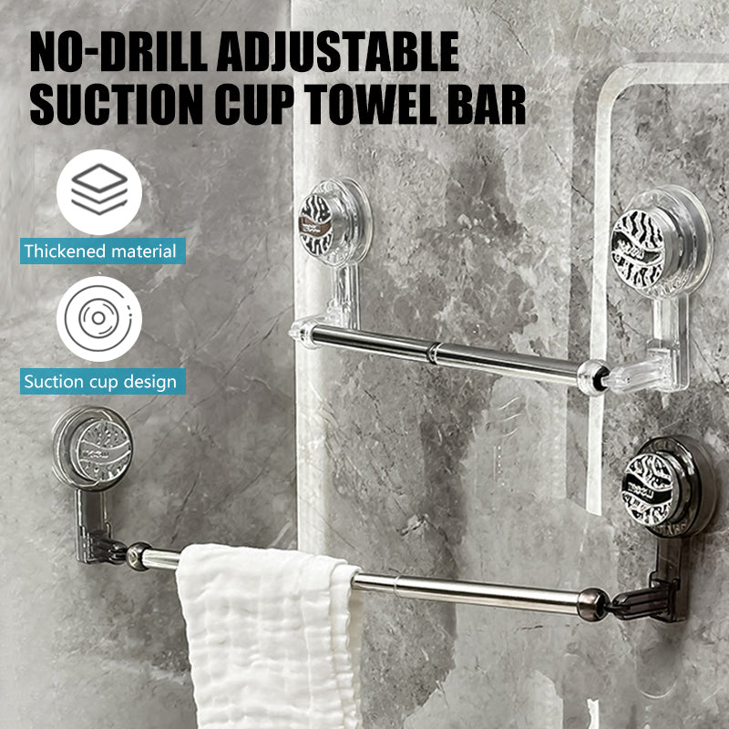 🛁 No-Drill Adjustable Suction Cup Towel Bar